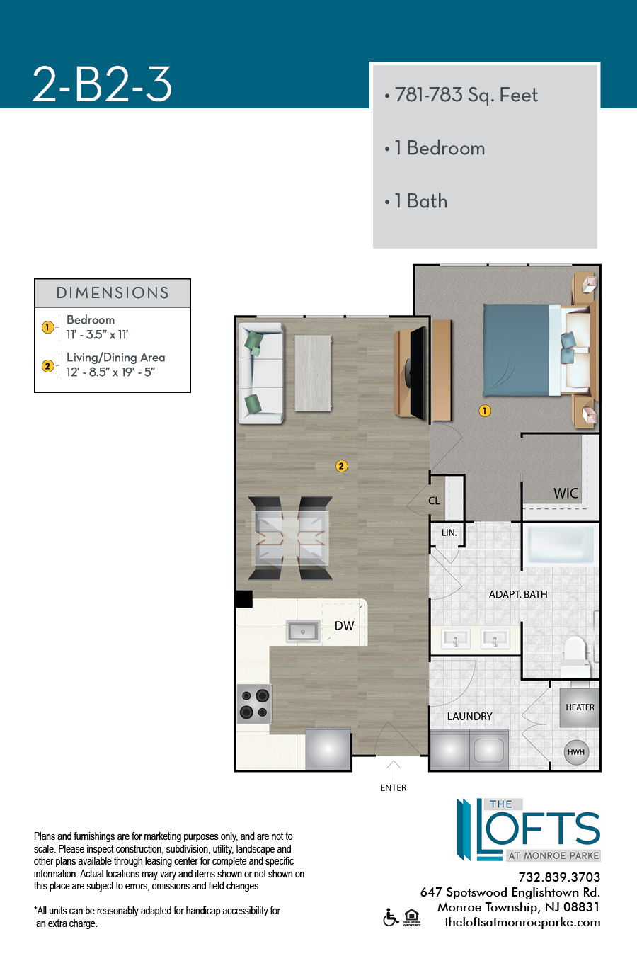 The Lofts at Monroe Park Apartment Floor Plan 2-B2-3